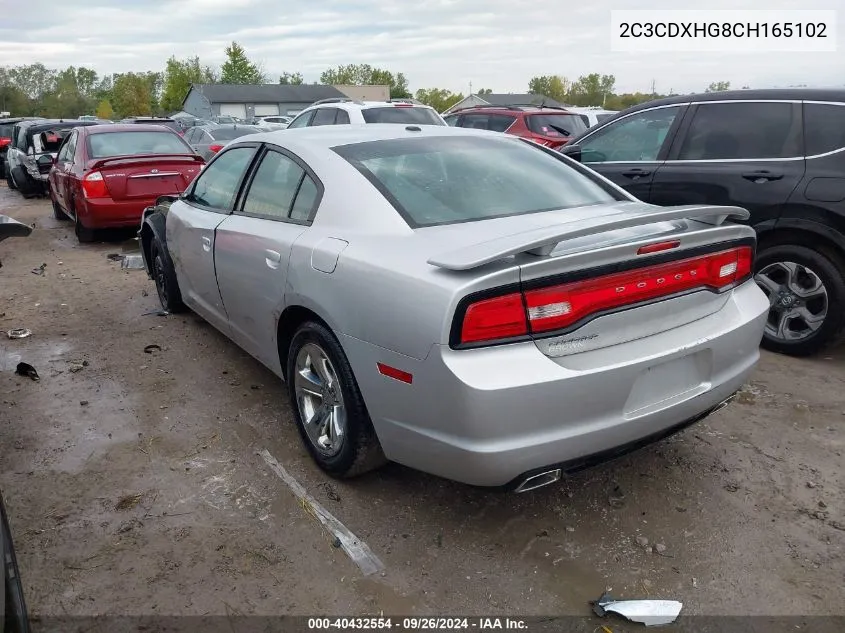 2012 Dodge Charger Sxt VIN: 2C3CDXHG8CH165102 Lot: 40432554