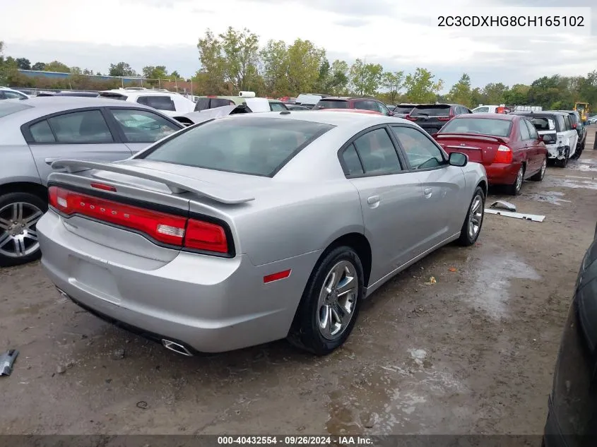 2012 Dodge Charger Sxt VIN: 2C3CDXHG8CH165102 Lot: 40432554