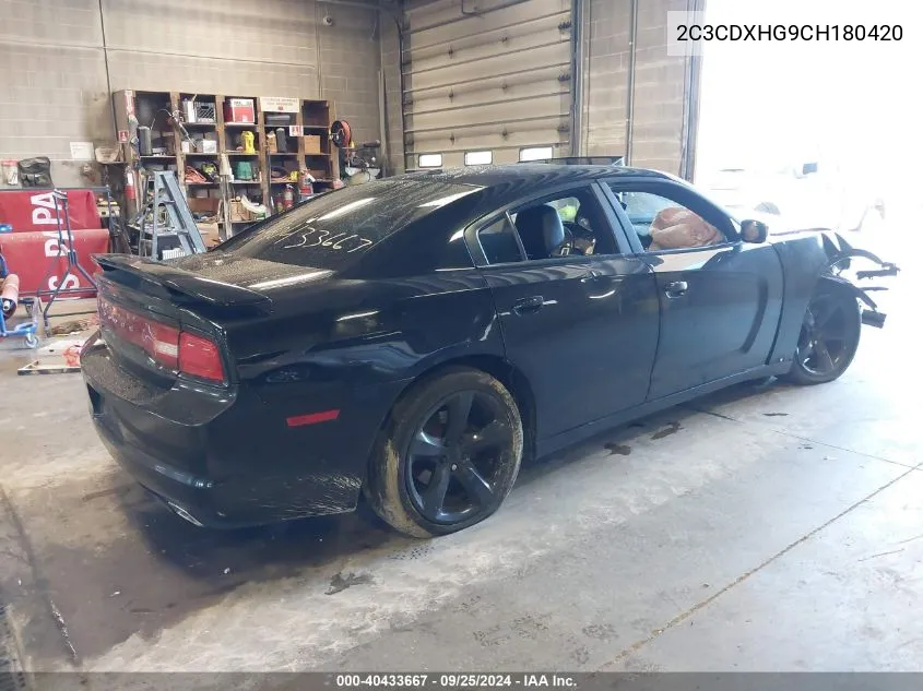 2012 Dodge Charger Sxt VIN: 2C3CDXHG9CH180420 Lot: 40433667