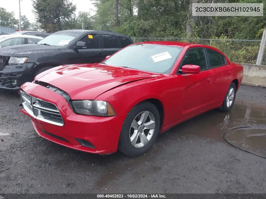 2012 Dodge Charger Se VIN: 2C3CDXBG6CH102945 Lot: 40452823