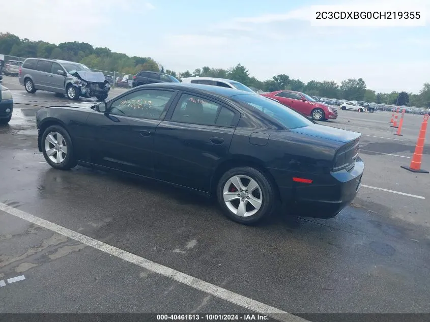 2012 Dodge Charger Se VIN: 2C3CDXBG0CH219355 Lot: 40461613