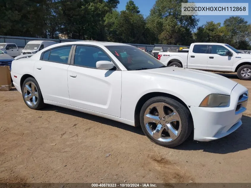 2012 Dodge Charger Sxt VIN: 2C3CDXHGXCH112868 Lot: 40578323