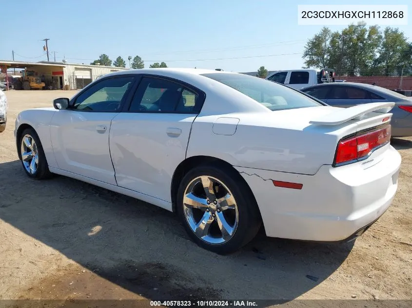 2012 Dodge Charger Sxt VIN: 2C3CDXHGXCH112868 Lot: 40578323