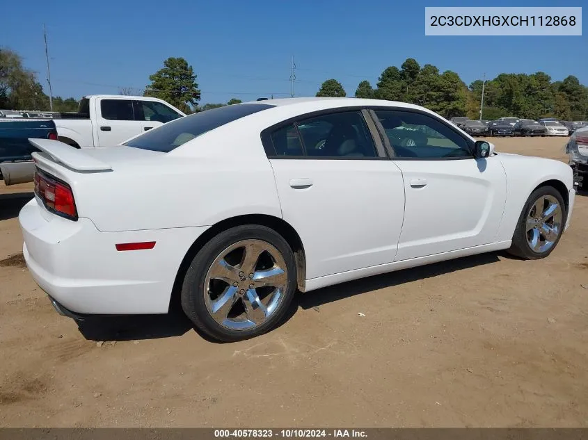 2012 Dodge Charger Sxt VIN: 2C3CDXHGXCH112868 Lot: 40578323