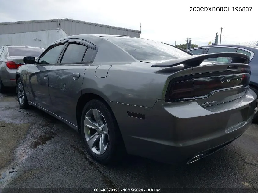 2012 Dodge Charger Se VIN: 2C3CDXBG0CH196837 Lot: 40579323