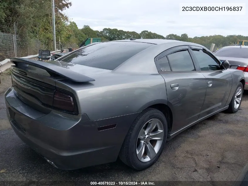 2012 Dodge Charger Se VIN: 2C3CDXBG0CH196837 Lot: 40579323