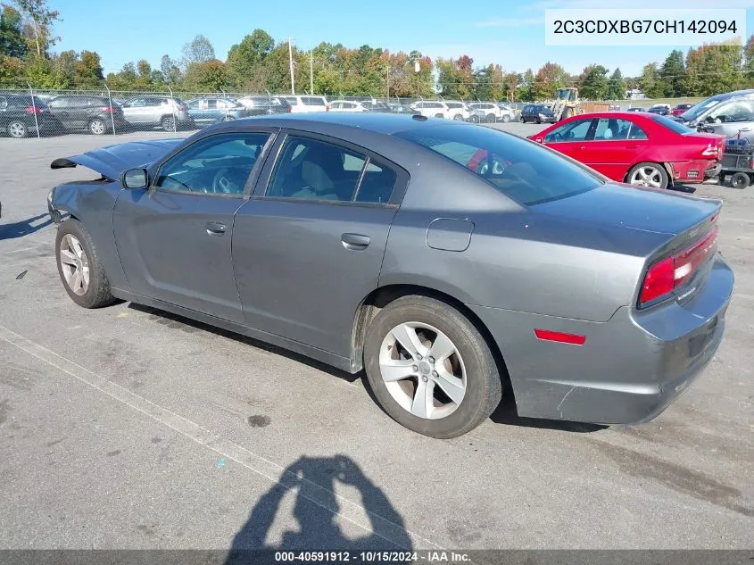 2012 Dodge Charger Se VIN: 2C3CDXBG7CH142094 Lot: 40591912