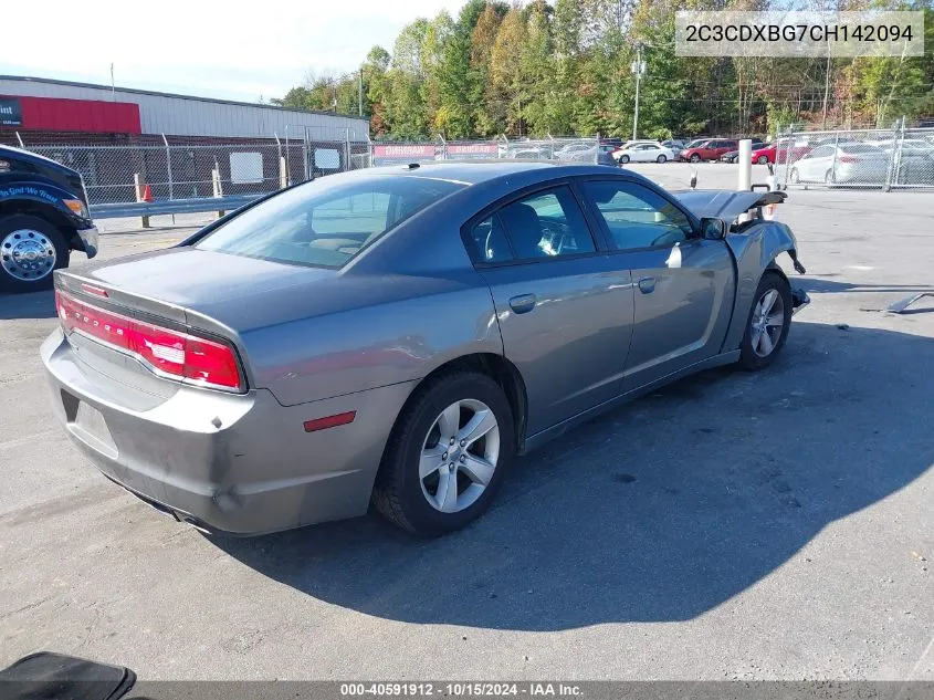 2012 Dodge Charger Se VIN: 2C3CDXBG7CH142094 Lot: 40591912