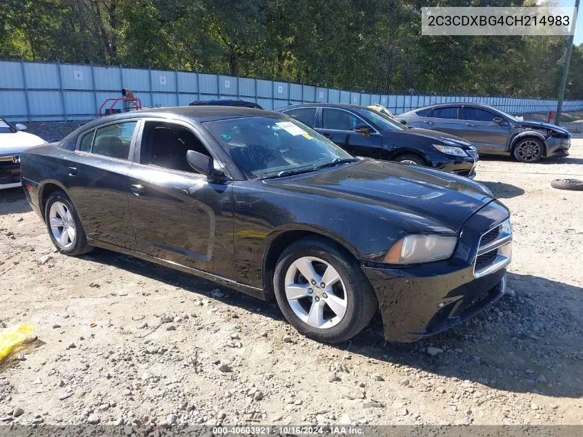 2012 Dodge Charger Se VIN: 2C3CDXBG4CH214983 Lot: 40603921