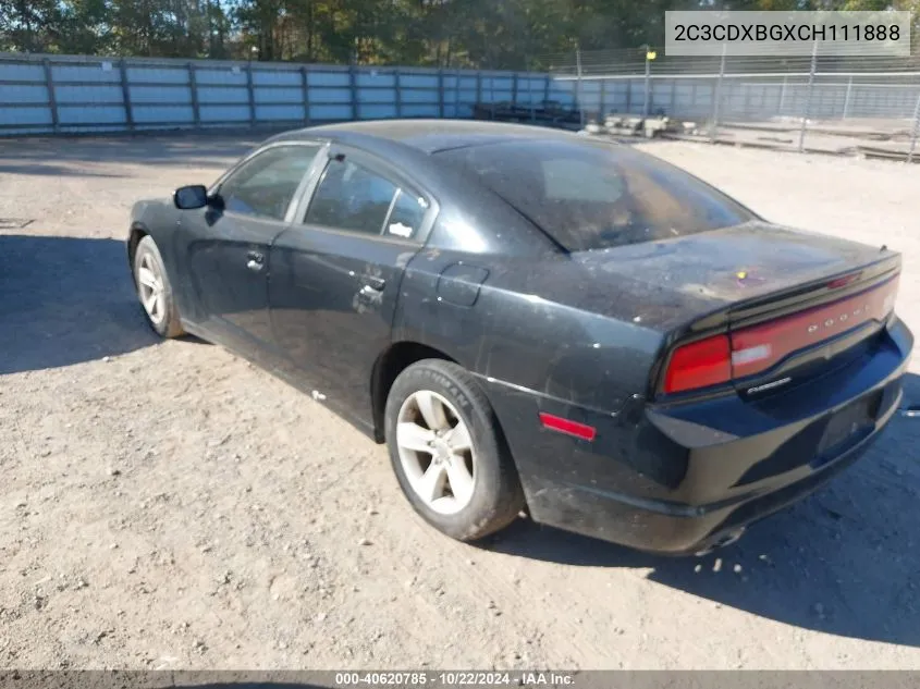 2012 Dodge Charger Se VIN: 2C3CDXBGXCH111888 Lot: 40620785