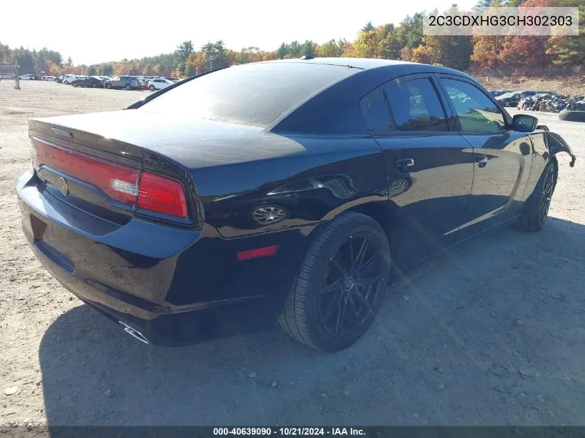 2012 Dodge Charger Sxt VIN: 2C3CDXHG3CH302303 Lot: 40639090