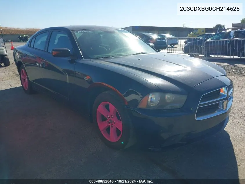 2012 Dodge Charger Se VIN: 2C3CDXBG0CH214625 Lot: 40652646