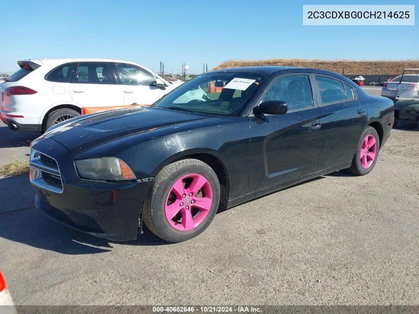 2012 Dodge Charger Se VIN: 2C3CDXBG0CH214625 Lot: 40652646