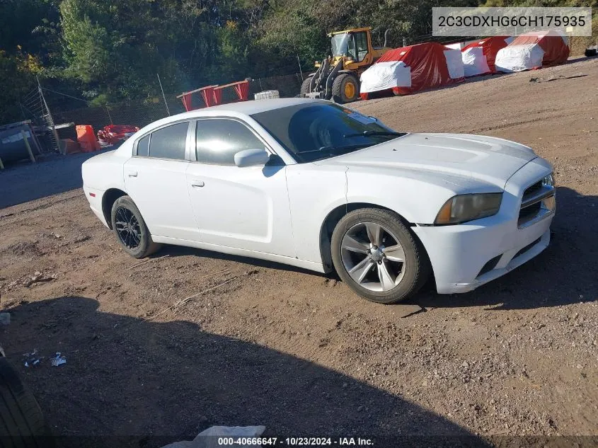 2012 Dodge Charger Sxt VIN: 2C3CDXHG6CH175935 Lot: 40666647