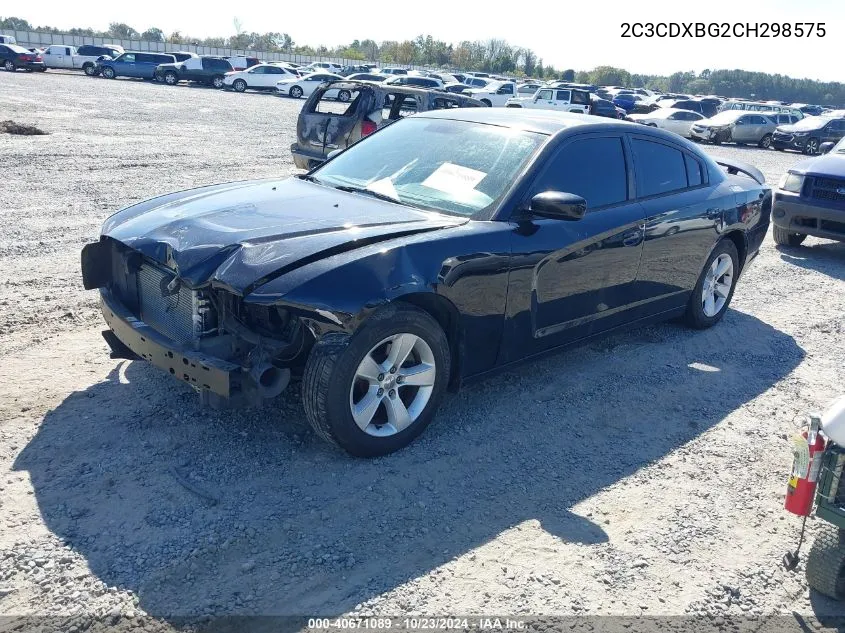 2012 Dodge Charger Se VIN: 2C3CDXBG2CH298575 Lot: 40671089