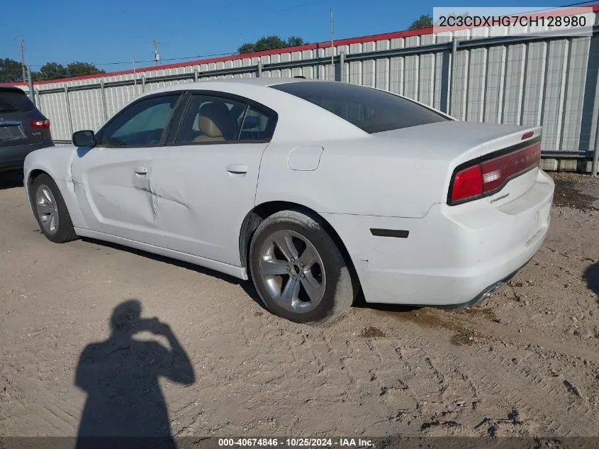 2012 Dodge Charger Sxt VIN: 2C3CDXHG7CH128980 Lot: 40674846