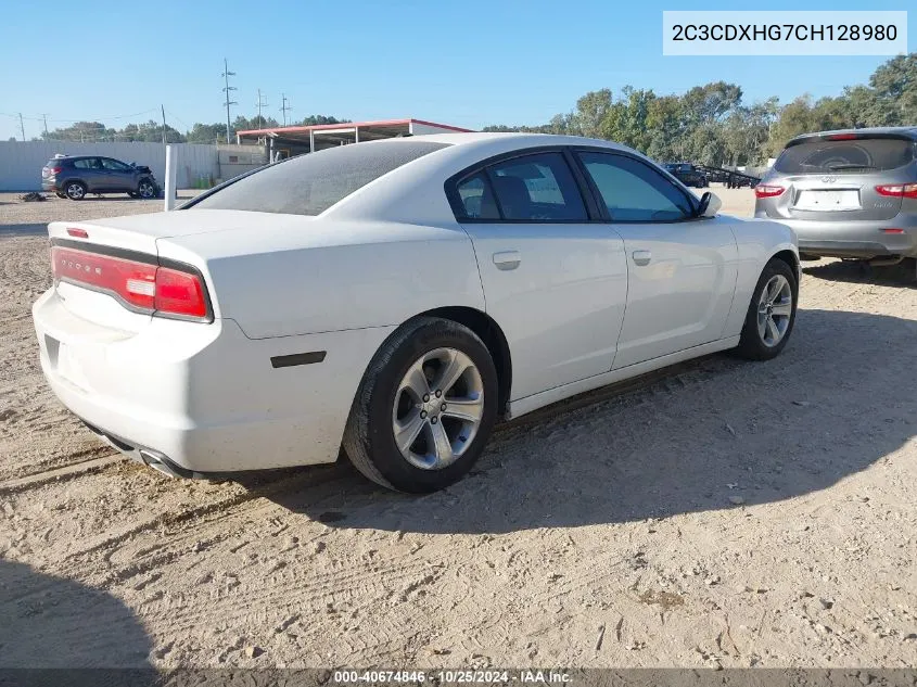 2012 Dodge Charger Sxt VIN: 2C3CDXHG7CH128980 Lot: 40674846