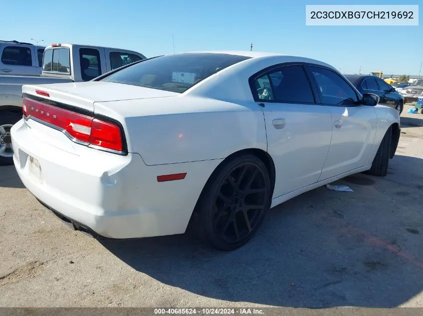 2012 Dodge Charger Se VIN: 2C3CDXBG7CH219692 Lot: 40685624