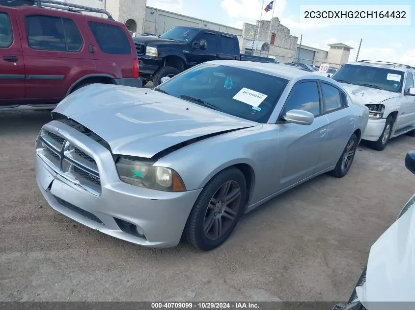 2012 Dodge Charger Sxt VIN: 2C3CDXHG2CH164432 Lot: 40709099