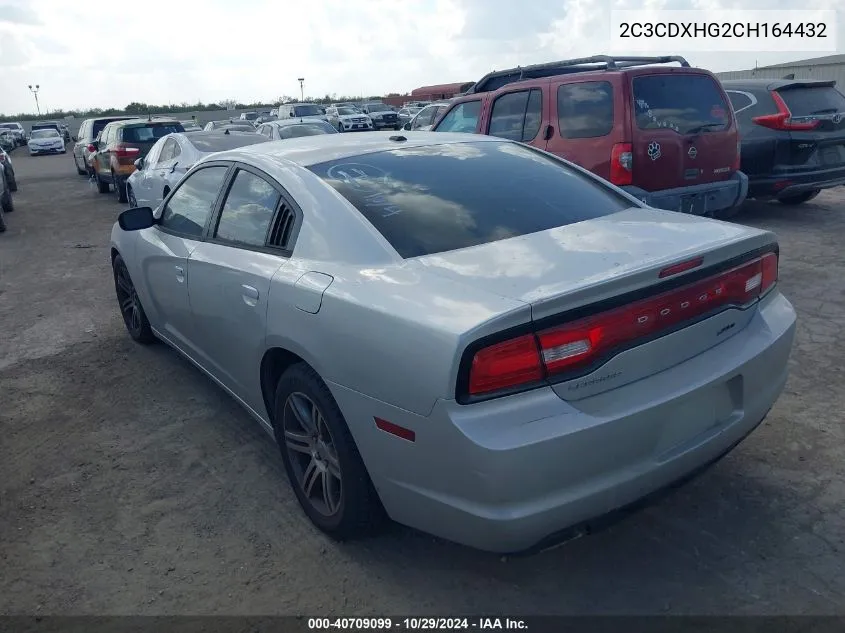 2012 Dodge Charger Sxt VIN: 2C3CDXHG2CH164432 Lot: 40709099