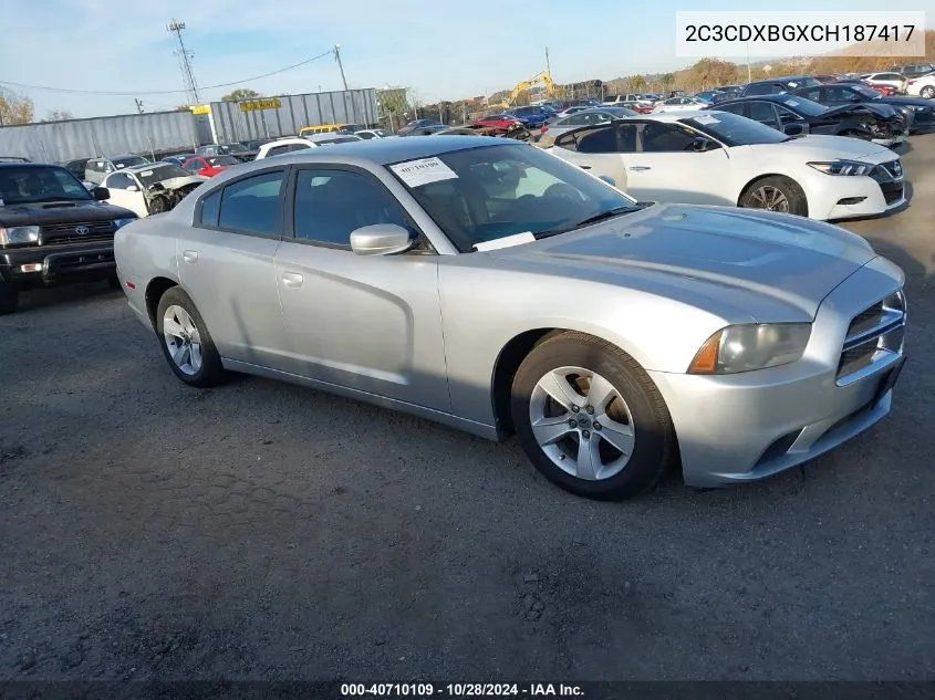 2012 Dodge Charger Se VIN: 2C3CDXBGXCH187417 Lot: 40710109