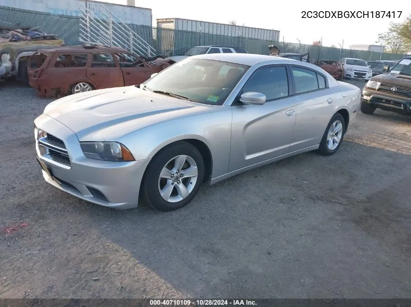 2012 Dodge Charger Se VIN: 2C3CDXBGXCH187417 Lot: 40710109