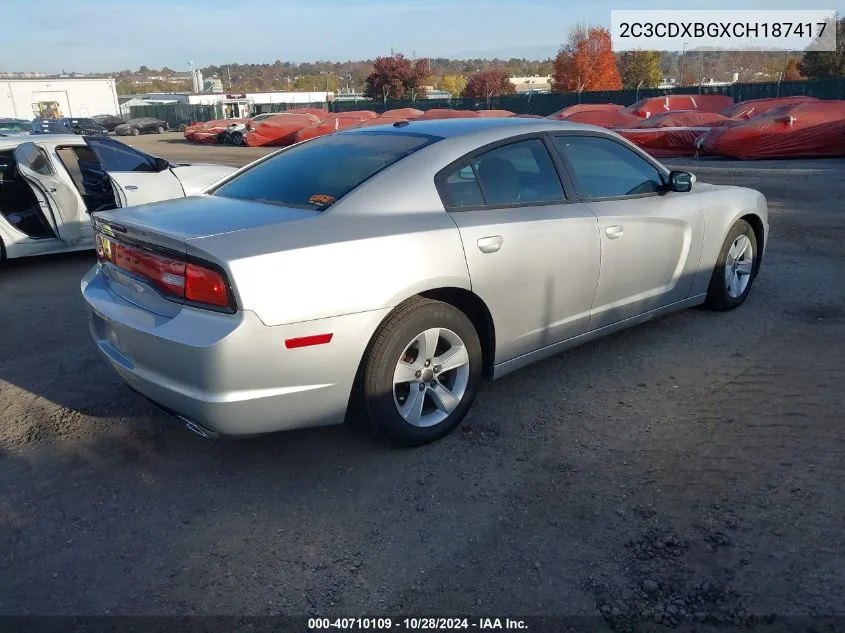 2012 Dodge Charger Se VIN: 2C3CDXBGXCH187417 Lot: 40710109