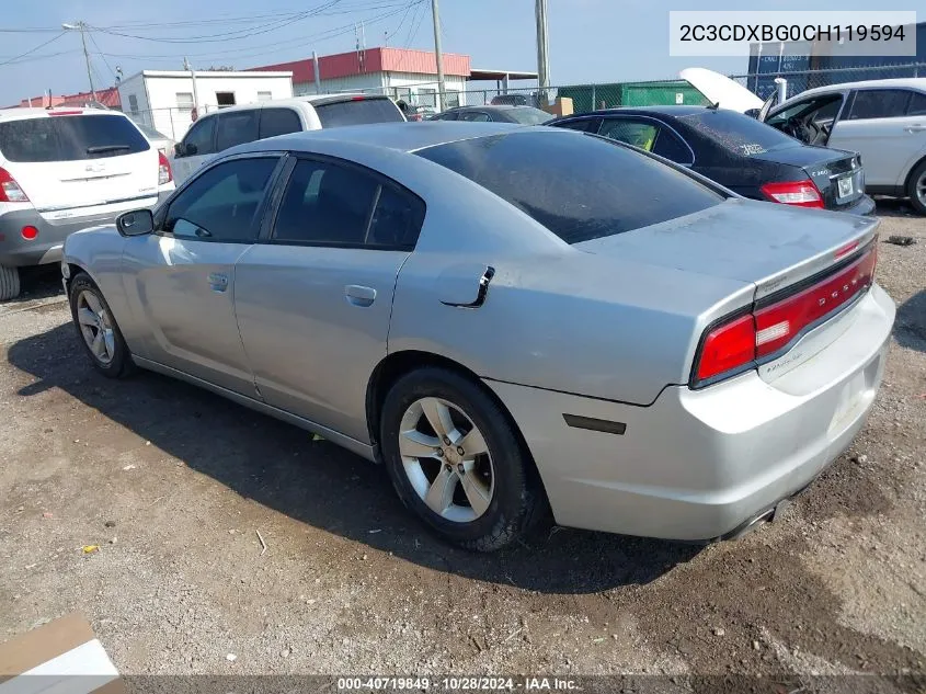 2012 Dodge Charger Se VIN: 2C3CDXBG0CH119594 Lot: 40719849