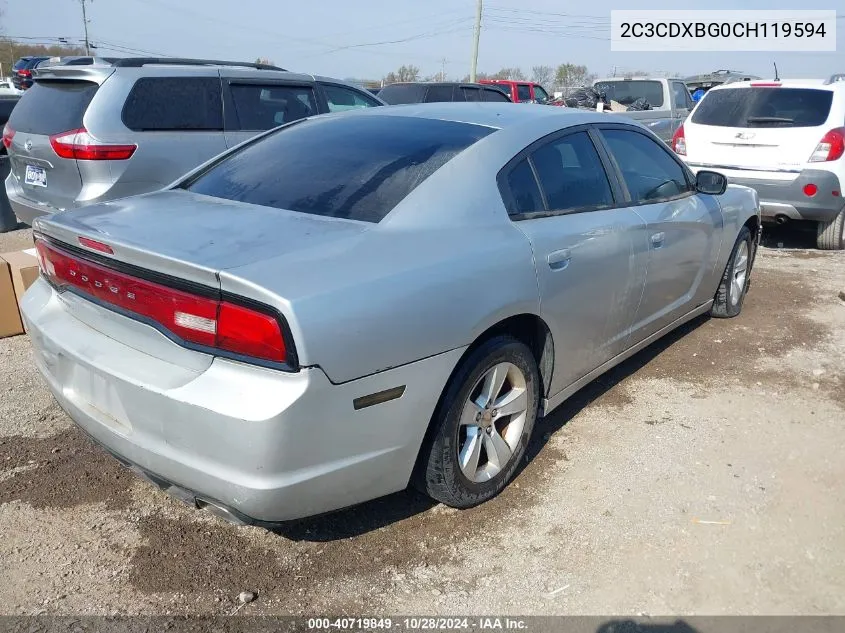 2012 Dodge Charger Se VIN: 2C3CDXBG0CH119594 Lot: 40719849