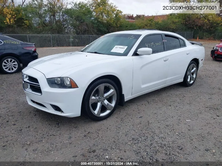 2012 Dodge Charger Sxt VIN: 2C3CDXHG3CH277001 Lot: 40730001