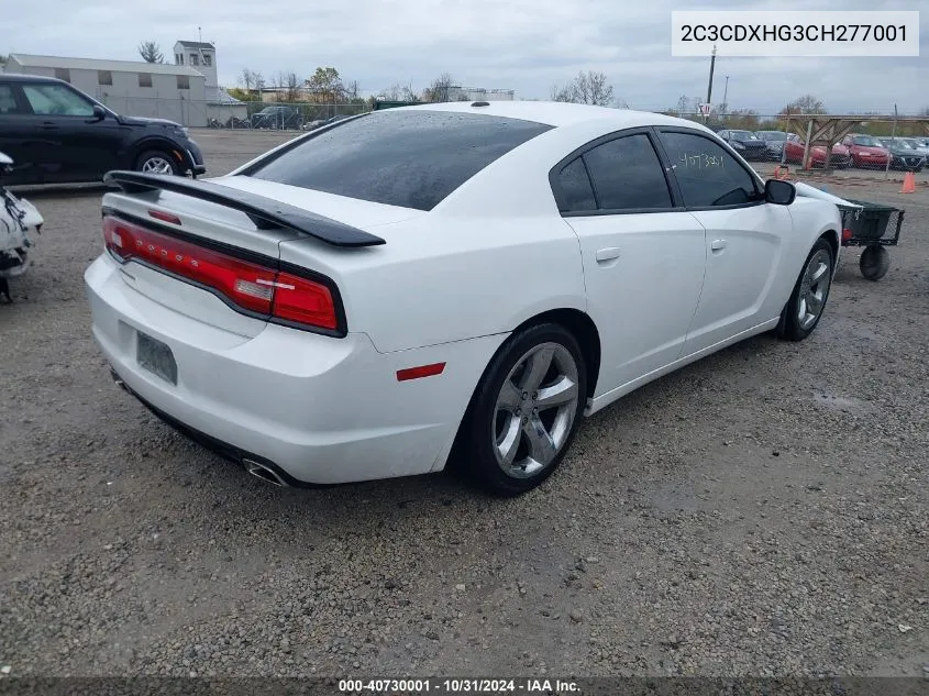 2012 Dodge Charger Sxt VIN: 2C3CDXHG3CH277001 Lot: 40730001