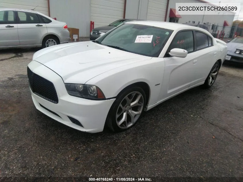 2012 Dodge Charger R/T VIN: 2C3CDXCT5CH260589 Lot: 40765240