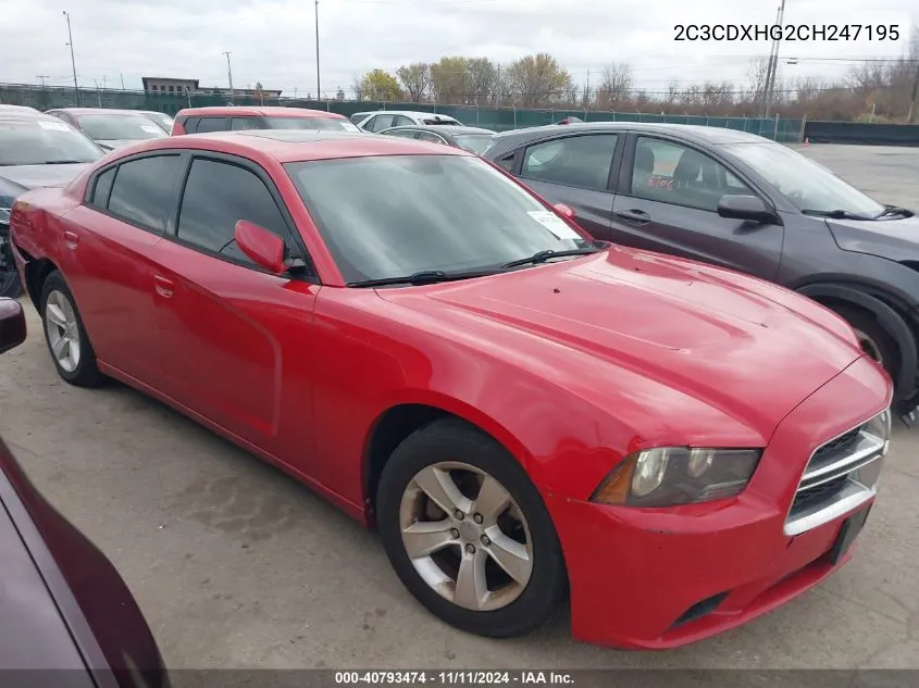 2012 Dodge Charger Sxt VIN: 2C3CDXHG2CH247195 Lot: 40793474