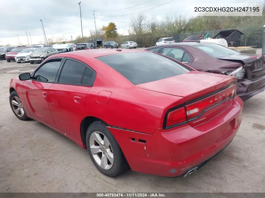 2012 Dodge Charger Sxt VIN: 2C3CDXHG2CH247195 Lot: 40793474