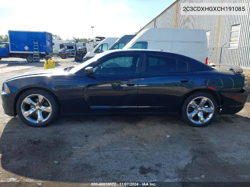 2012 Dodge Charger Sxt VIN: 2C3CDXHGXCH191085 Lot: 40810072