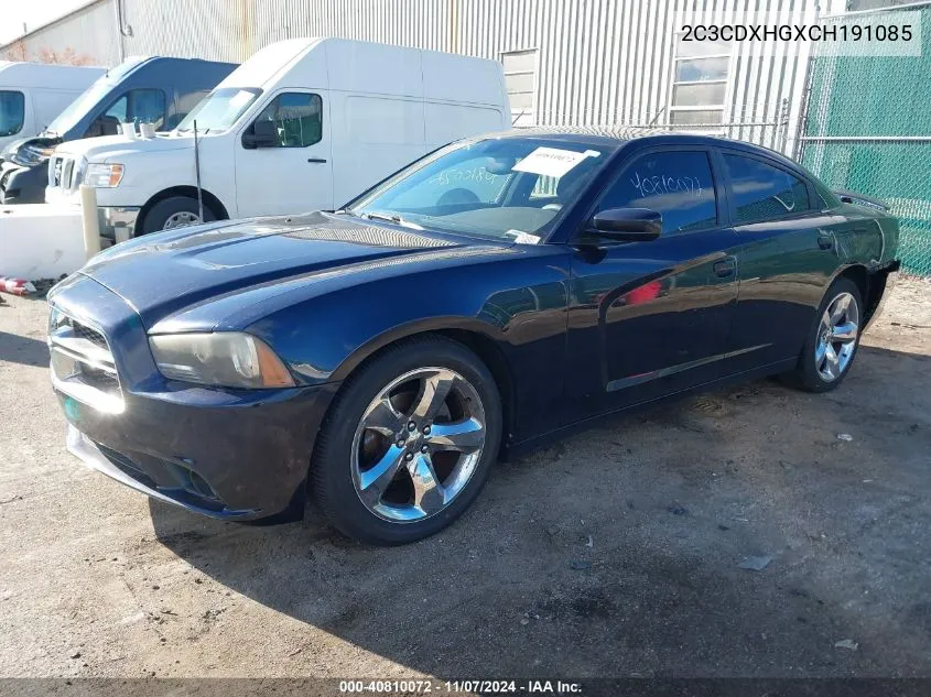 2012 Dodge Charger Sxt VIN: 2C3CDXHGXCH191085 Lot: 40810072