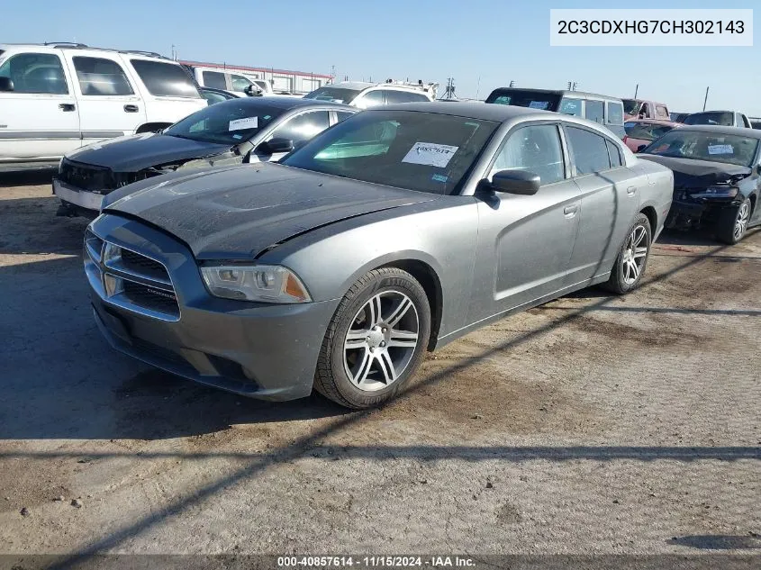 2012 Dodge Charger Sxt VIN: 2C3CDXHG7CH302143 Lot: 40857614