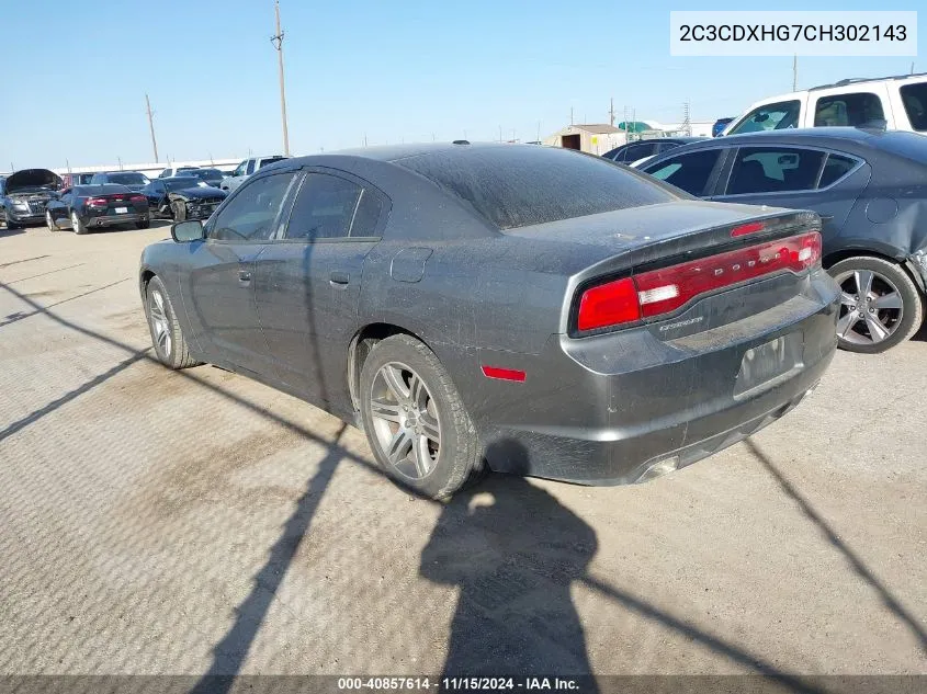 2012 Dodge Charger Sxt VIN: 2C3CDXHG7CH302143 Lot: 40857614