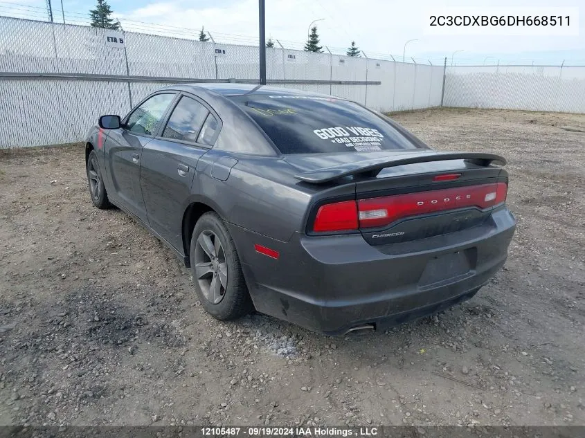 2013 Dodge Charger Se VIN: 2C3CDXBG6DH668511 Lot: 12105487