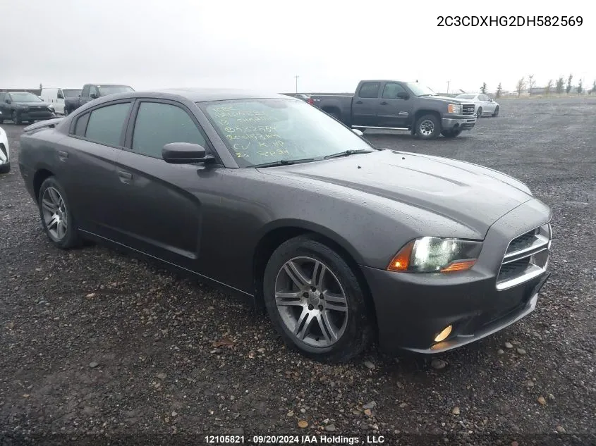 2013 Dodge Charger Sxt VIN: 2C3CDXHG2DH582569 Lot: 12105821