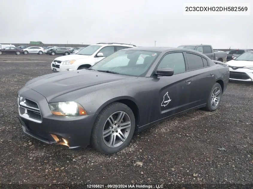 2013 Dodge Charger Sxt VIN: 2C3CDXHG2DH582569 Lot: 12105821