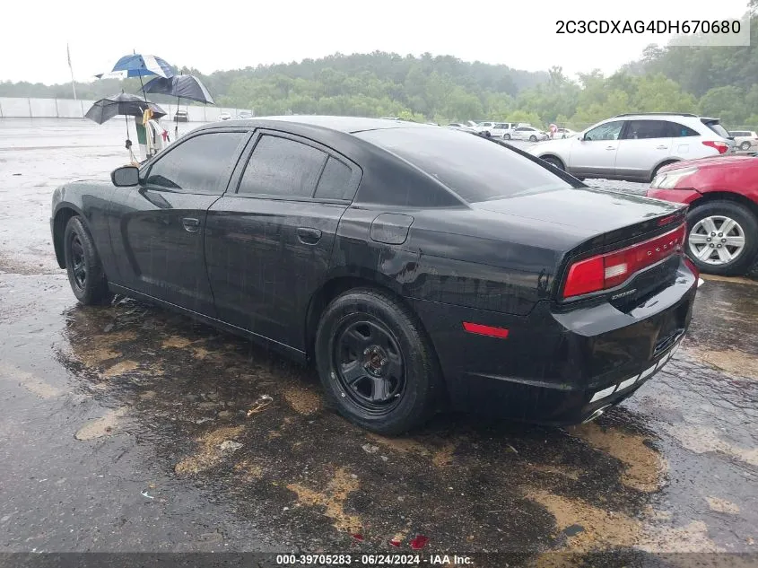 2013 Dodge Charger Police VIN: 2C3CDXAG4DH670680 Lot: 39705283