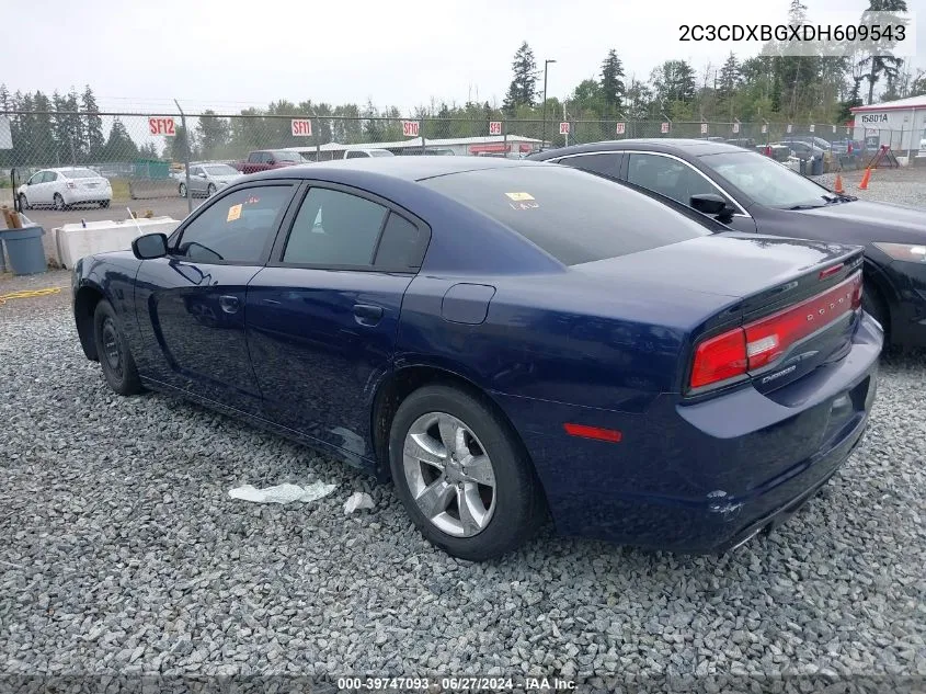 2013 Dodge Charger Se VIN: 2C3CDXBGXDH609543 Lot: 39747093