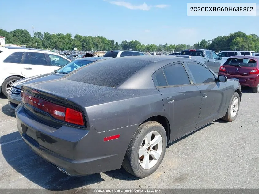 2013 Dodge Charger Se VIN: 2C3CDXBG6DH638862 Lot: 40063538