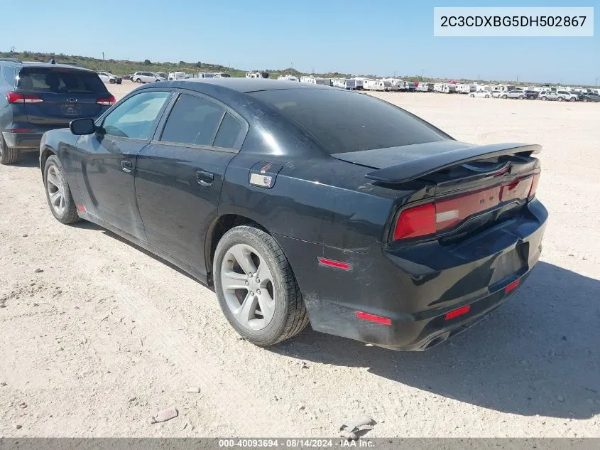 2013 Dodge Charger Se VIN: 2C3CDXBG5DH502867 Lot: 40093694