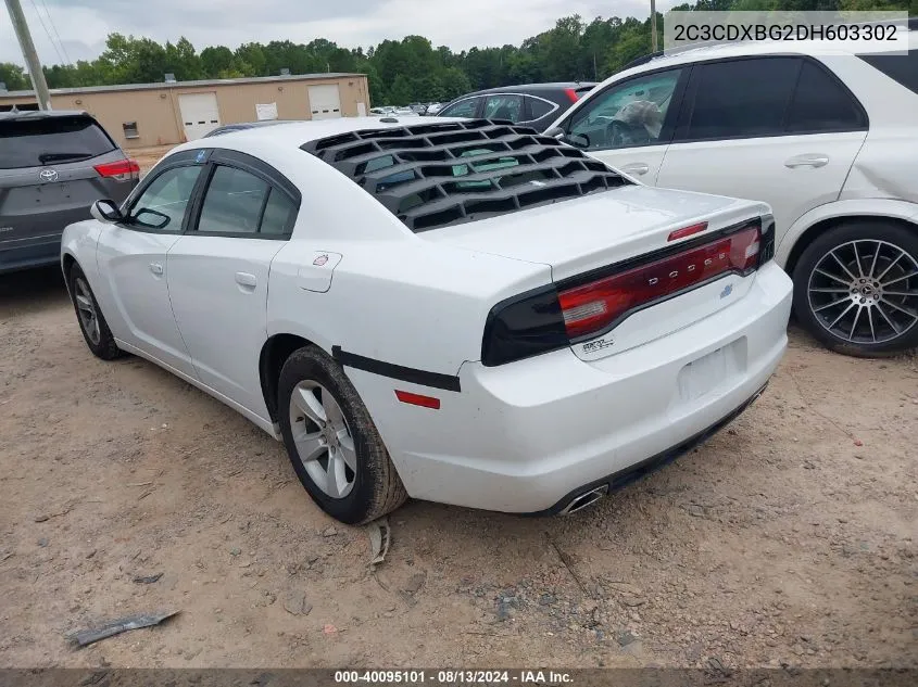 2013 Dodge Charger Se VIN: 2C3CDXBG2DH603302 Lot: 40095101