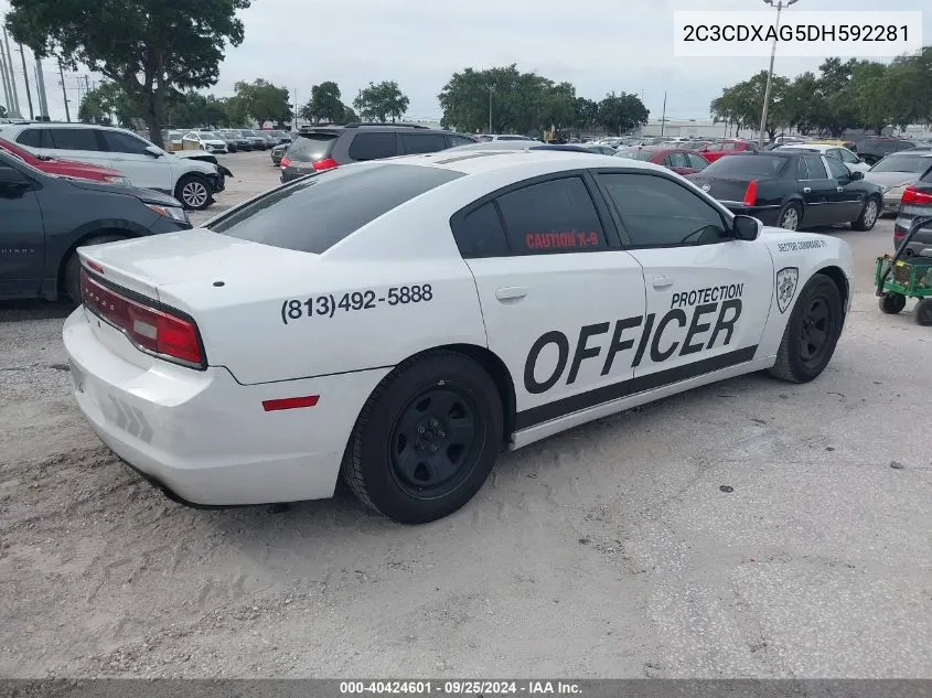 2013 Dodge Charger Police VIN: 2C3CDXAG5DH592281 Lot: 40424601