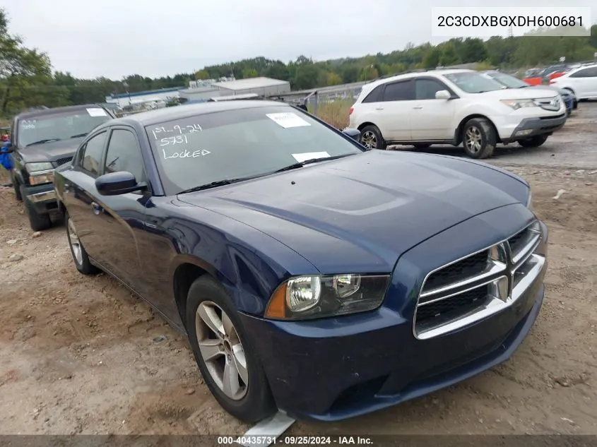 2013 Dodge Charger Se VIN: 2C3CDXBGXDH600681 Lot: 40435731