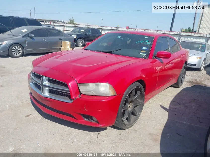 2013 Dodge Charger Sxt VIN: 2C3CDXHG5DH653750 Lot: 40589178