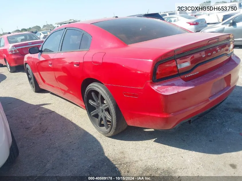 2013 Dodge Charger Sxt VIN: 2C3CDXHG5DH653750 Lot: 40589178